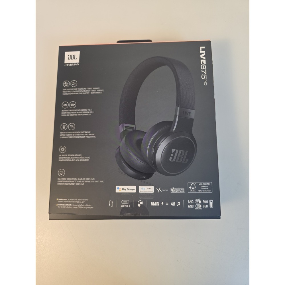 JBL Live 675NC Wireless True Adaptive Noise Cancelling Headphones New Open Box - Picture 3 of 5